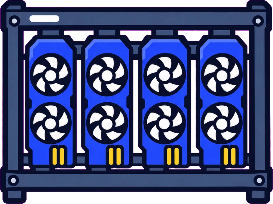 A rig of four GPUs